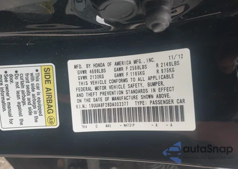2013 Acura Tl 3.5 from USA, damaged, VIN 19UUA8F26DA003377